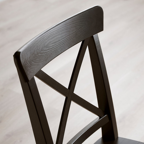 DANDERYD / INGOLF Table and 2 chairs, pine veneer black/black, 74/134x80 cm