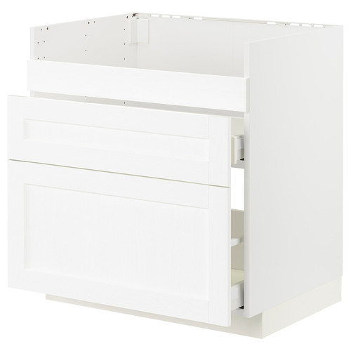 METOD / MAXIMERA Base cb f HAVSEN snk/3 frnts/2 drws, white Enköping/white wood effect, 80x60 cm