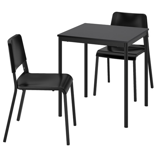 SANDSBERG / TEODORES Table and 2 chairs, black/black, 67x67 cm