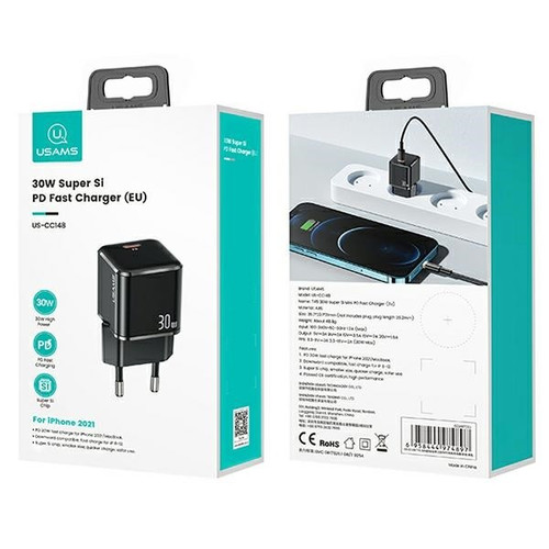 USAMS Wall Charger EU Plug T45 30W PD 3.0 Quick Charge