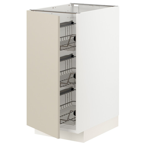 METOD Base cabinet with wire baskets, white/Havstorp beige, 40x60 cm