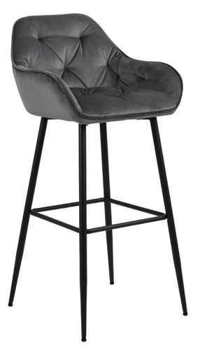 Bar Stool with Backrest Brooke VIC, grey