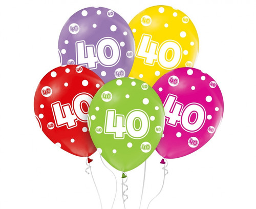 Balloons 40th Birthday 12" 5pcs