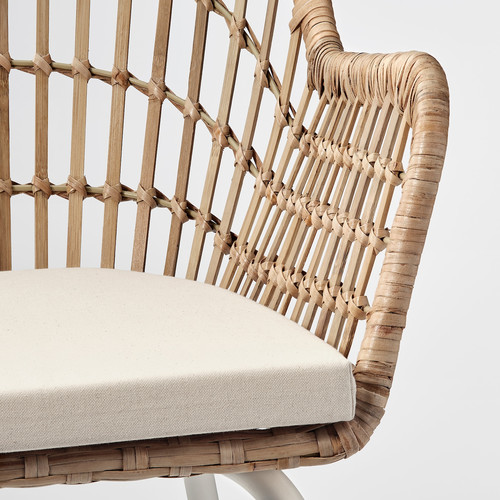 NILSOVE / NORNA Chair with chair pad, rattan white/Laila natural