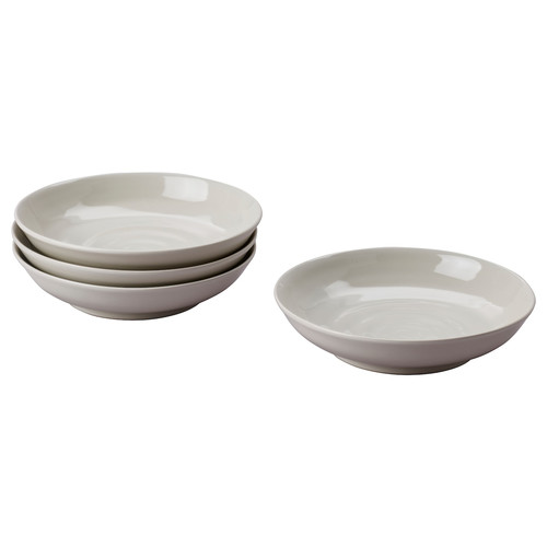 SANDSKÄDDA Deep plate, light grey-beige, 21 cm, 4 pack