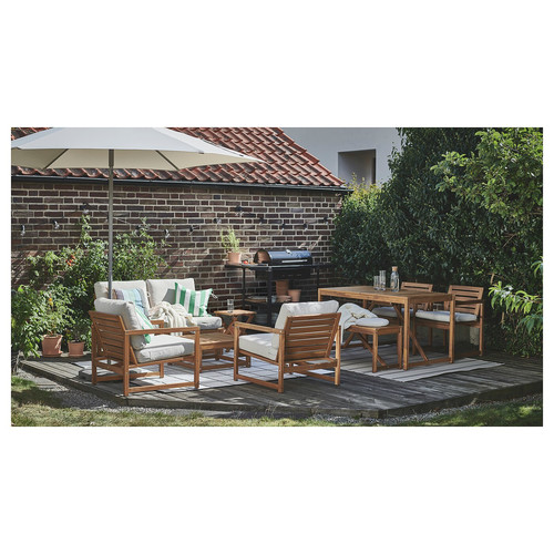 NÄMMARÖ 4-seat conversation set, outdoor, light brown stained/Frösön/Duvholmen beige