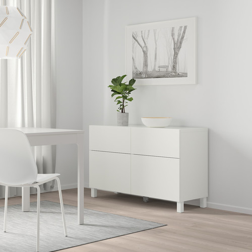 BESTÅ Storage combination w doors/drawers, white, Lappviken white, 120x40x74 cm