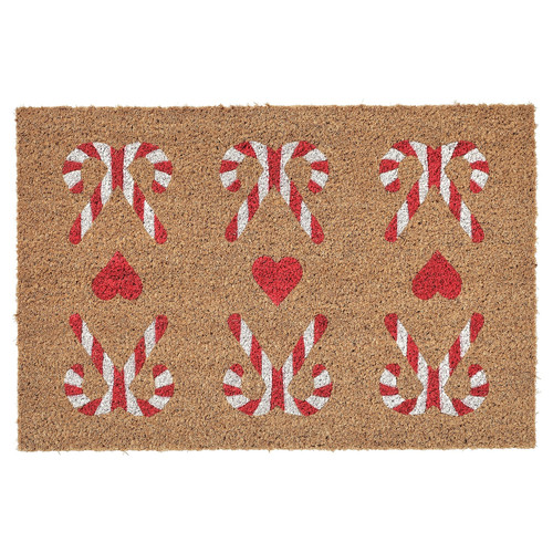 VINTERFINT Door mat, heart pattern natural, 40x60 cm