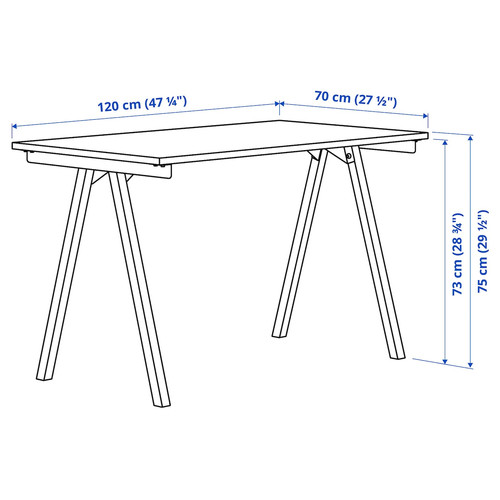 TROTTEN Desk, white/anthracite, 120x70 cm