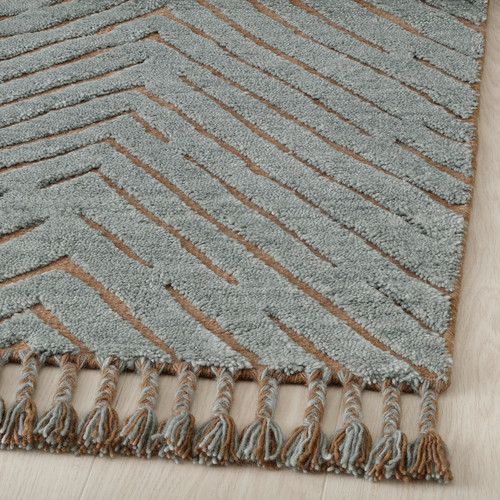 KLAPPERSTARR Rug, high pile, blue/handmade, 240x300 cm