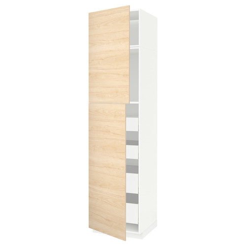 METOD / MAXIMERA Hi cab w 2 doors/4 drawers, white/Askersund light ash effect, 60x60x240 cm