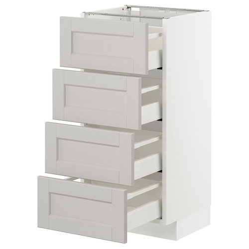 METOD/MAXIMERA Base cab 4 frnts/4 drawers, white/Lerhyttan light grey, 40x39.5x88 cm