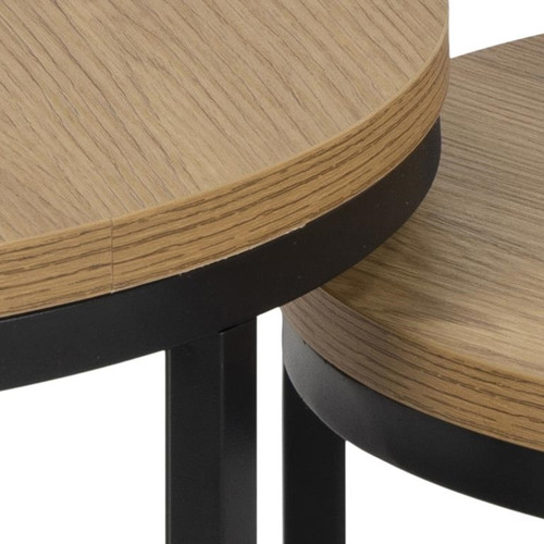 Set of 2 Side Tables Spiro, oak/black