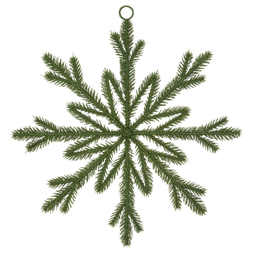 VINTERFINT Artificial hanging decoration, in/outdoor/snowflake green, 33 cm