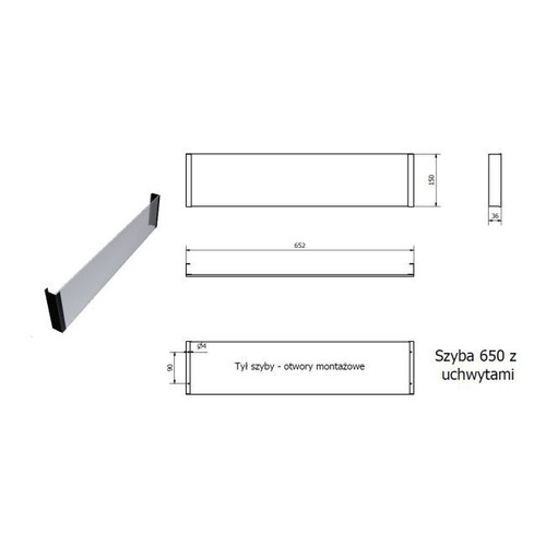 Glass for Biofireplace with black handle 650 mm