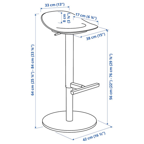 JANINGE Bar stool, grey, 76 cm
