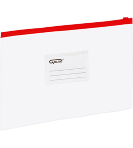 Zip File Folder A5, transparent/red, 12pcs