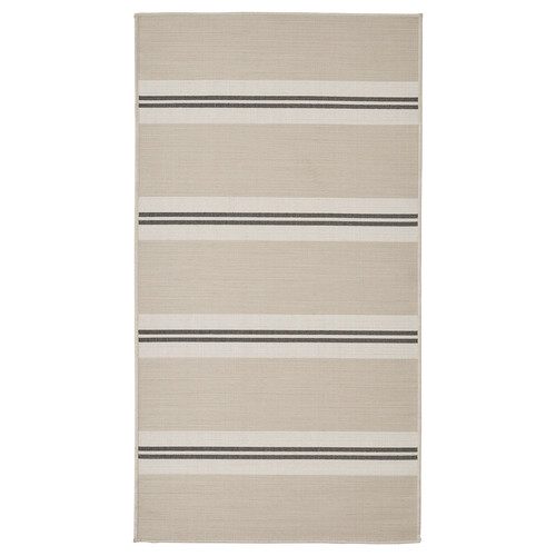 VIRKLUND Rug flatwoven, in/outdoor, white/beige/dark grey, 80x150 cm