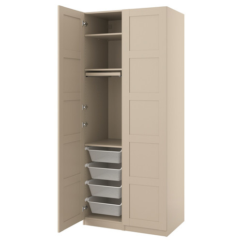 PAX / BERGSBO Wardrobe combination, grey-beige/grey-beige, 100x60x236 cm