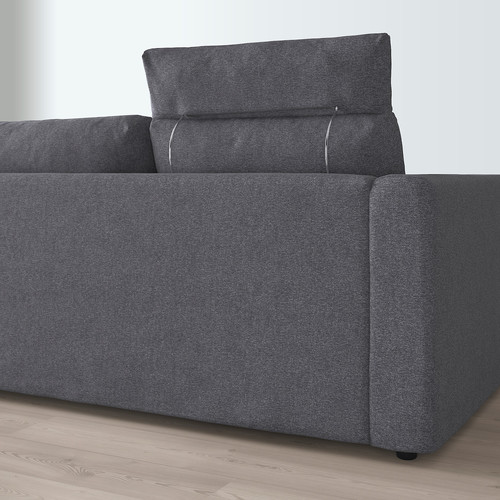 VIMLE 3-seat sofa with chaise longue, with headrest/Gunnared medium grey