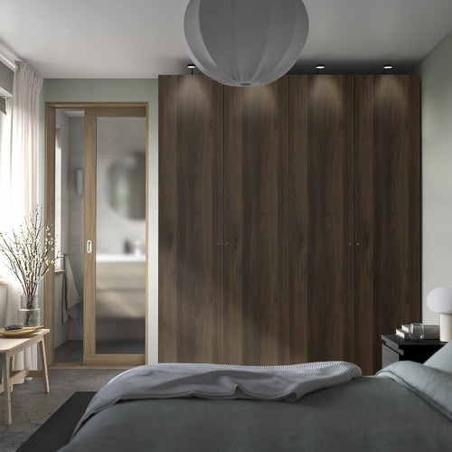 PAX / STORKLINTA Wardrobe combination, grey-beige/dark brown stained oak effect, 200x66x236 cm