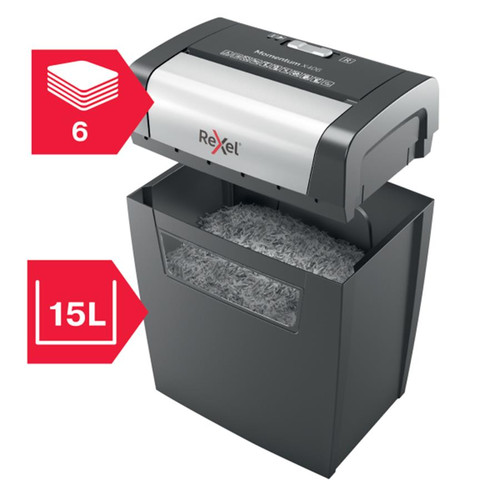 Rexel Paper Shredder X406, 6 Sheets, 15 L, 2104569EU