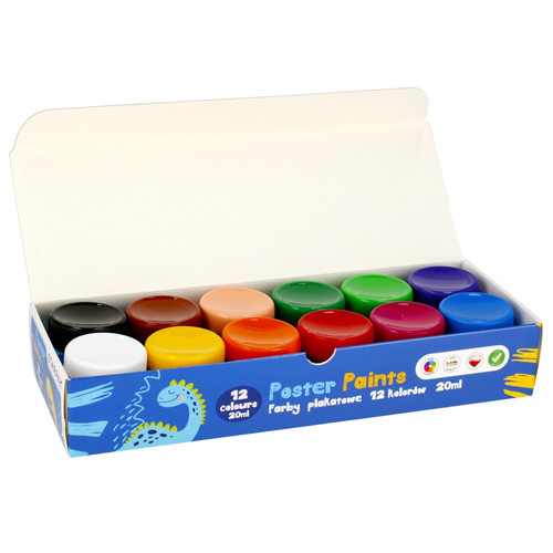 Starpak Poster Paints 12 Colours x 20ml Dino