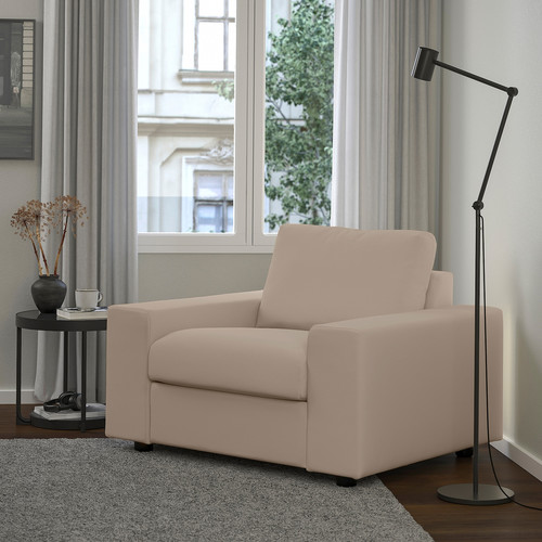 VIMLE Armchair, with wide armrests/Hallarp beige