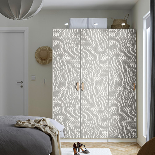 PAX / MISTUDDEN Wardrobe combination, white/grey patterned, 150x60x201 cm