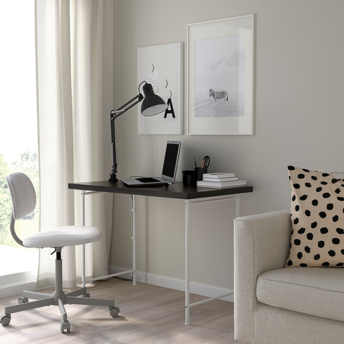 LINNMON / SPÄND Desk, black-brown/white, 100x60 cm