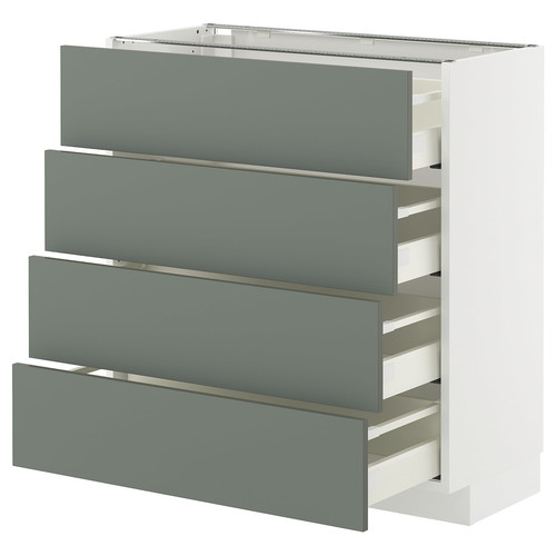 METOD / MAXIMERA Base cab 4 frnts/4 drawers, white/Nickebo matt grey-green, 80x37 cm