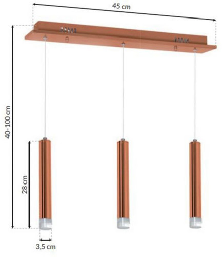 Pendant Lamp LED Copper 3 x 5 W