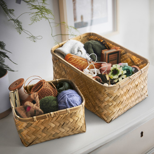 MJÖLKKANNA Basket, bamboo, 18x25x14 cm