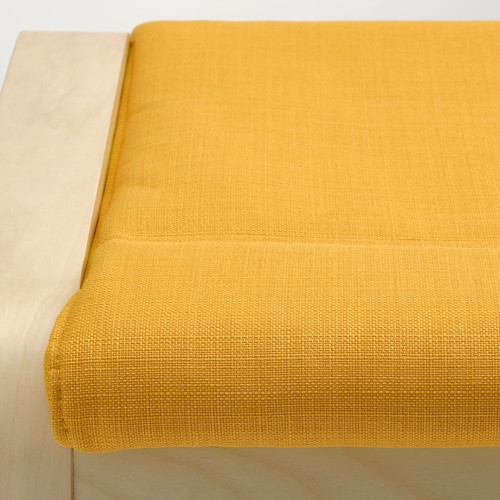 POÄNG Footstool, birch veneer, Skiftebo yellow