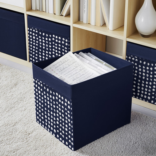 DRÖNA Box, navy/white, 33x38x33cm