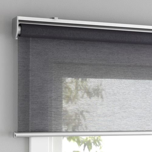 SKOGSKLÖVER Roller blind, grey, 80x195 cm