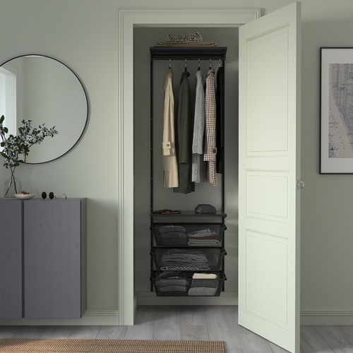 BOAXEL Wardrobe combination, anthracite/metal, 62x40x201 cm