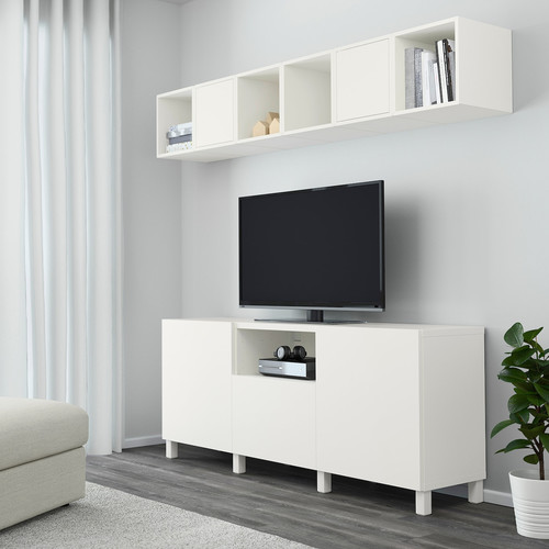 BESTÅ / EKET Cabinet combination for TV, white, 210x40x220 cm