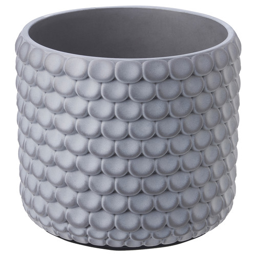 BÄCKDRÅG Plant pot, fish scale patterned/white grey, 15 cm