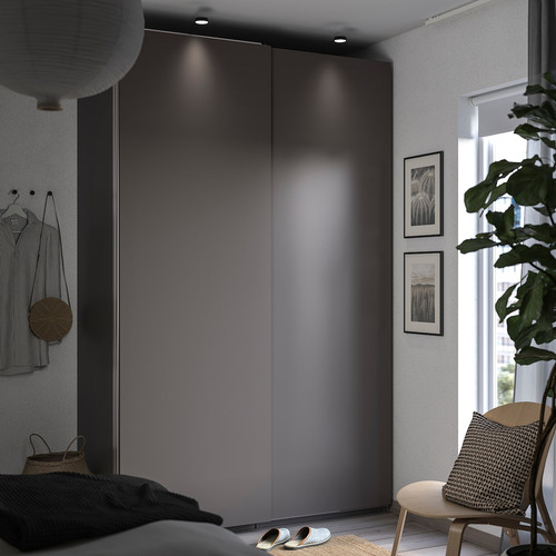 PAX / HASVIK Wardrobe, dark grey/dark grey, 150x66x236 cm