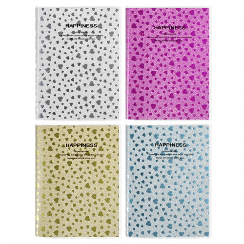 Notebook Diary A7 80 Sheets Glitter Happiness, 1pc, assorted colours