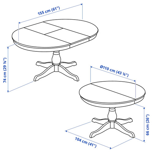 INGATORP / BERGMUND Table and 4 chairs, white/white black/white, 110/155 cm