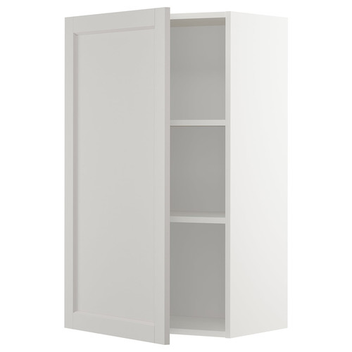 METOD Wall cabinet with shelves, white/Lerhyttan light grey, 60x100 cm