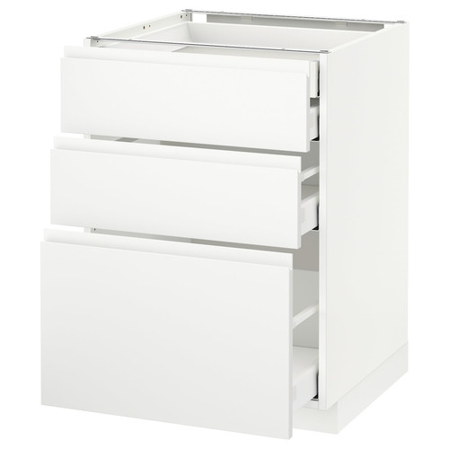 METOD / MAXIMERA Base cb 3 frnts/2 low/1 md/1 hi drw, white/Voxtorp matt white, 60x60 cm