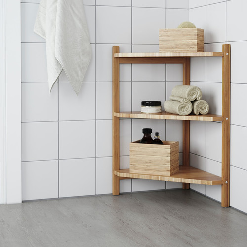 RÅGRUND Wash-basin/corner shelf, bamboo, 34x60 cm