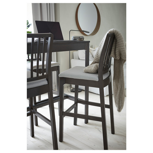 EKEDALEN / EKEDALEN Bar table and 4 bar stools, dark brown/Ramna light grey, 120 cm