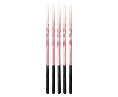 Candles Twist Ombre 5pcs, pink/white