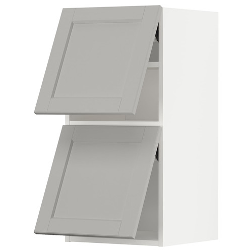 METOD Wall cab horizo 2 doors w push-open, white/Lerhyttan light grey, 40x80 cm