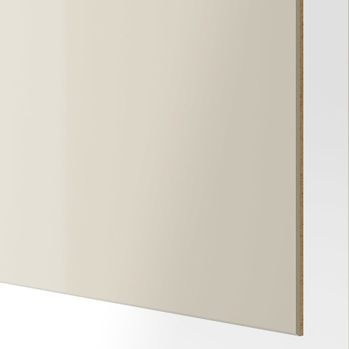 HOKKSUND 4 panels for sliding door frame, high-gloss light beige light beige, 75x201 cm