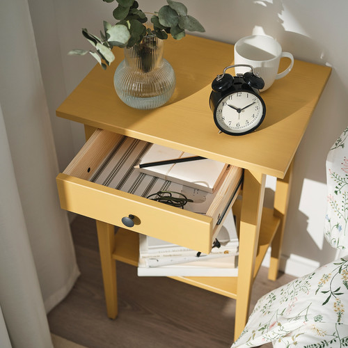 HEMNES Bedside table, yellow stain, 46x35 cm